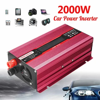 

2000W 24V to 220V/110V LED Car Power Inverter Converter Charger Adapter Dual USB Voltage Transformer Modified Sine Wave