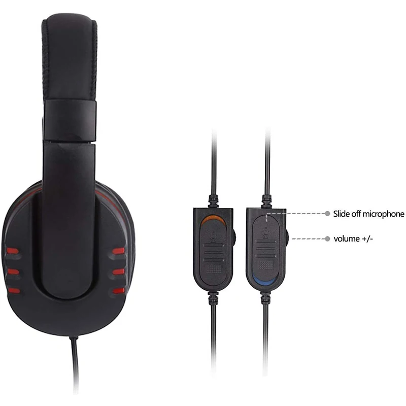3 5mm Wired Over head Stereo Headband Gaming Headset Headphone with Mic Microphone Volume Control for SONY PS4 PC Tablet Laptop