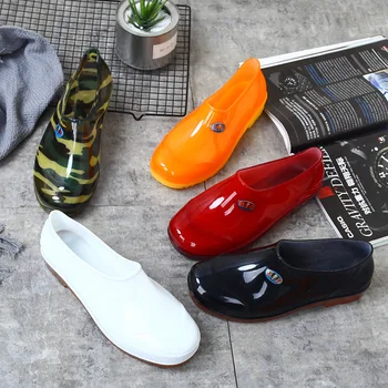 

Women rain-shoes simple colorful light-mouth shallow-mouth anti-skid shoes simple low-help rain-proof shoes men's rain boots