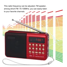 KK-11 портативный мини fm-радио динамик музыкальный плеер TF карта U диск MP3-плеер со светодиодный дисплей Встроенный 3,5 мм разъем для наушников
