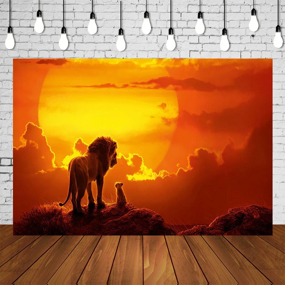 Cartoon Backdrop Boy Birthday Party Banner Sunset Lion Grand Photography  Background Baby Shower Studio Scene Setter Mural Poster|Background| -  AliExpress