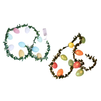 

2x Colorful Easter Egg LED String Light Leaves Garland Holiday Hanging Decor