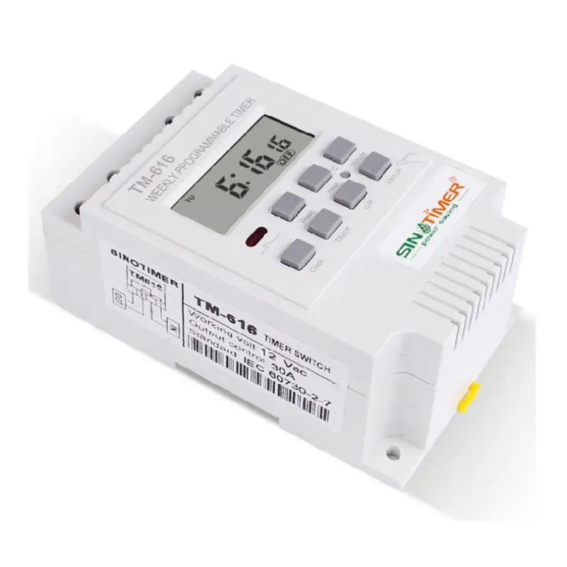 TM616W цифровой электронный таймер 110/12V 30A рейку 17 настроек 7 дней Еженедельно Программируемый контроллер