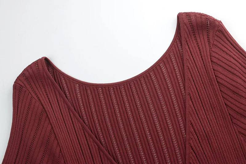 Новое Женское Полосатое тонкое платье с v-образным вырезом спереди с бантом и коротким рукавом вязаное платье