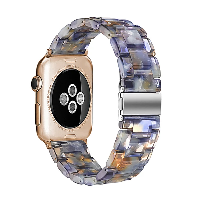 Resin strap for apple watch band 7 44mm 40mm 42mm 38mm 41 45mm correa transparent Loop watchband for iwatch 7 6 se series 5 4 3 Blue ocean
