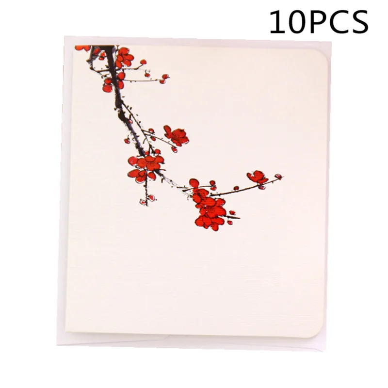10 шт китайский стиль цветок поздравительные открытки с бумажным конвертом Творческий Праздник Цветок поздравительная открытка
