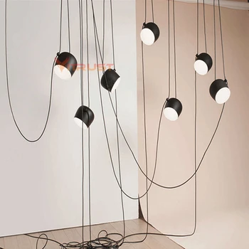 

DiY Spider Chandelier Lamps Black White Drum Aim Lamp Loft Pendant Industrial Restaurant Dining Living Room Bedroom Lighting