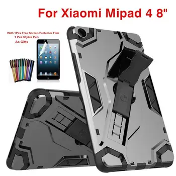 

Heavy Duty Armor Hybrid Rugged Rubber Hand Strap Case For Xiaomi Mi Pad 4 MiPad 4 8.0 2018 TPU+PC Tablet Protective Cover+3 in 1