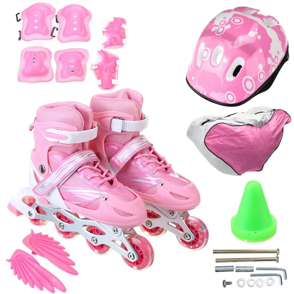 Patines de cuatro ruedas ajustables hombre y niña, de patinaje en línea con freno conmutable, con ruedas y luces iluminadoras|Rodillos destellantes| - AliExpress