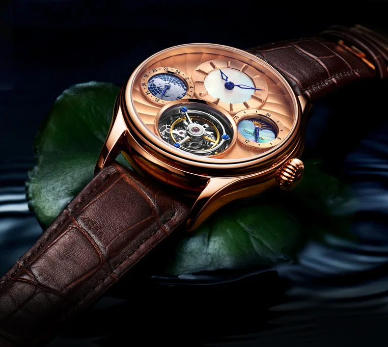 Роскошные брендовые Топ мужские часы автоматические механические полые турбийон Бизнес Мужские часы популярные лучшие продажи личности