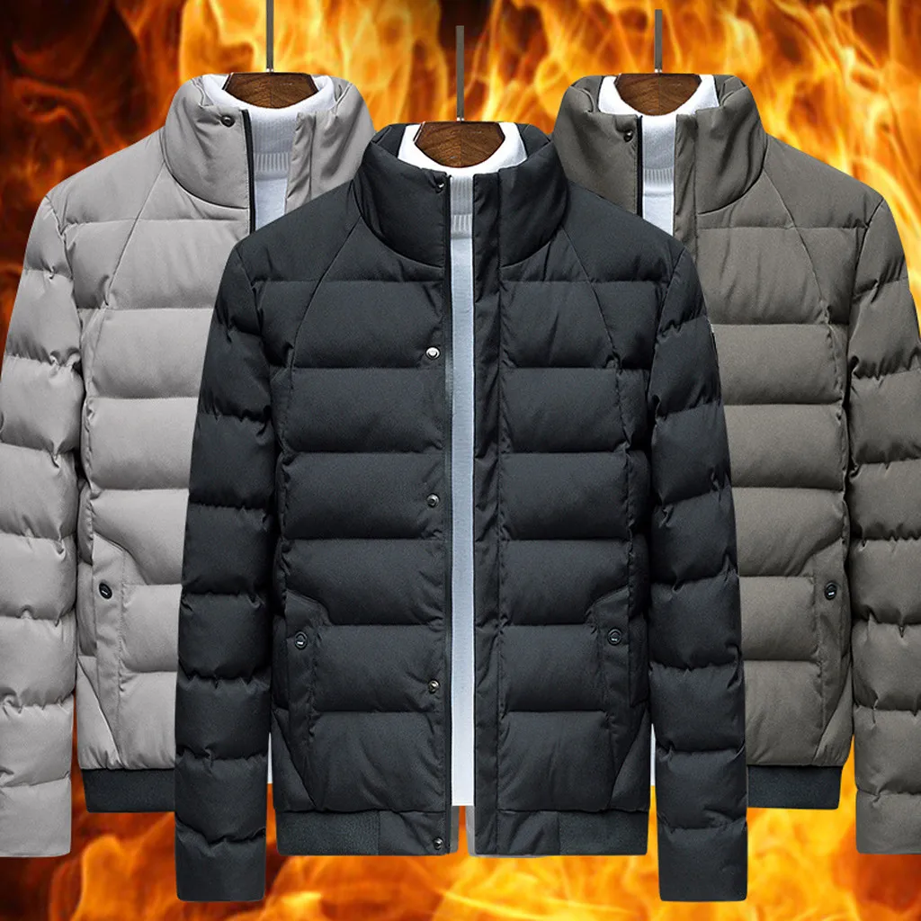 

jacket winter jacket men jacket men men jacket Fashion Men's Winter Casual Solid Color Printing Warm Cotton Clothing Coat