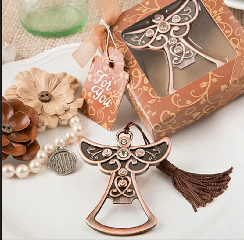 200 шт сувениры для Verjaardagsfeestjes Angel Ontwerp Flesopener Gunst Voor Gunst Geschenkdoos Cumpleanos Anniversaire