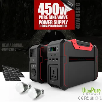 

Solar Power Generation 450W 110/220 V Power Bank Generator Dual USB Output Portable Generator Solar Charging Outdoor Camping