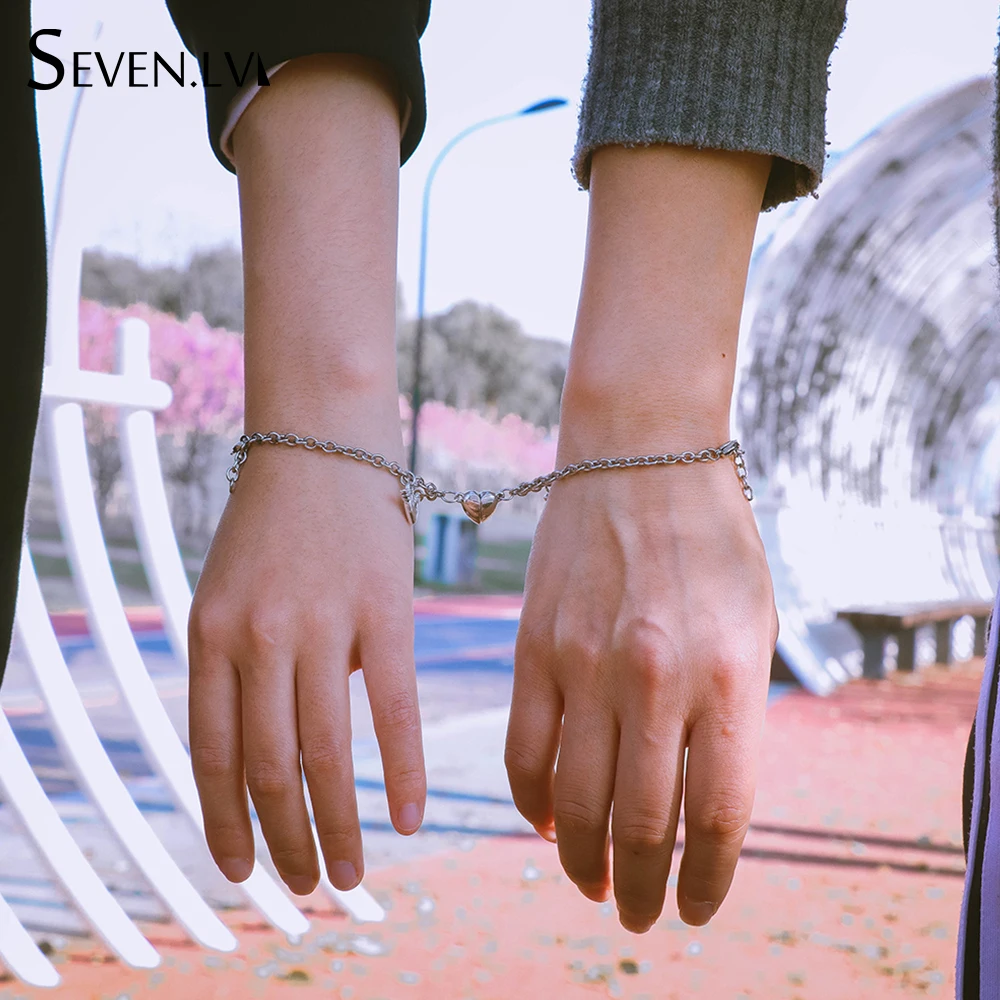 Conjunto de 2 unids/set de pulsera con imán de corazón hombre y mujer, joyería con cerradura de llave de amor, collar de cadena de acero inoxidable, joyería - AliExpress Joyería y