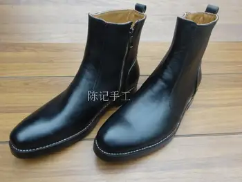 

Mens Shoes Handmade Cowhide Formal Worker Cowboy Calfskin Sole Customize Buty Meskie Pointed Toe Ankle Genuine Leather Lace-up