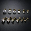 12 Pairs Stud Earrings Set 2-7mm Mixed Size Crystals Balls Pearl Earrings Stainless Steel Ear Piercing Women Fashion Jewelry 4