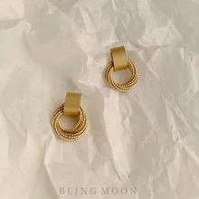 Новые простые золотые металлические Многослойные Круглые круглые геометрические маленькие серьги-гвоздики для женщин и девушек, вечерние ювелирные изделия в подарок FFLACELL