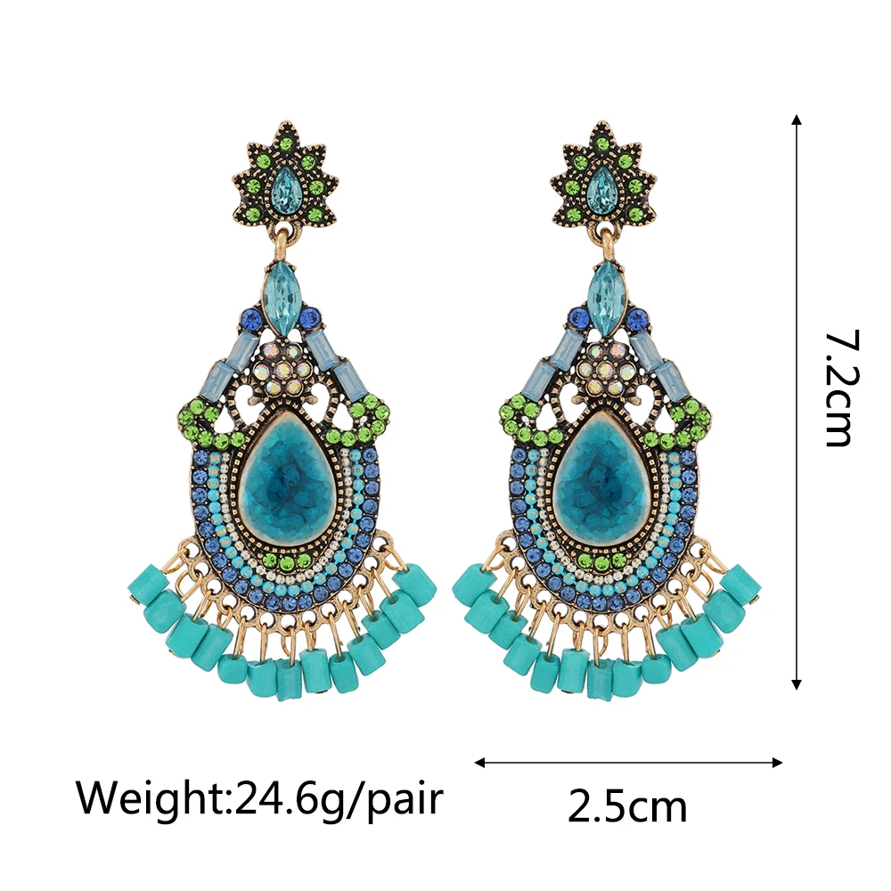 Ztech New Green Series Set Earrings Designer Jewelry Crystal Tassel Za Accessories Handmake Statement Bijoux Pendientes Brincos