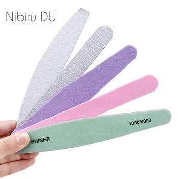 

5 Pcs/lot Half Moon Sandpaper Nail File 100/180 Double Side Sanding Buffer Block Nailfile Gel Nail Files Grinding Polishing Mani