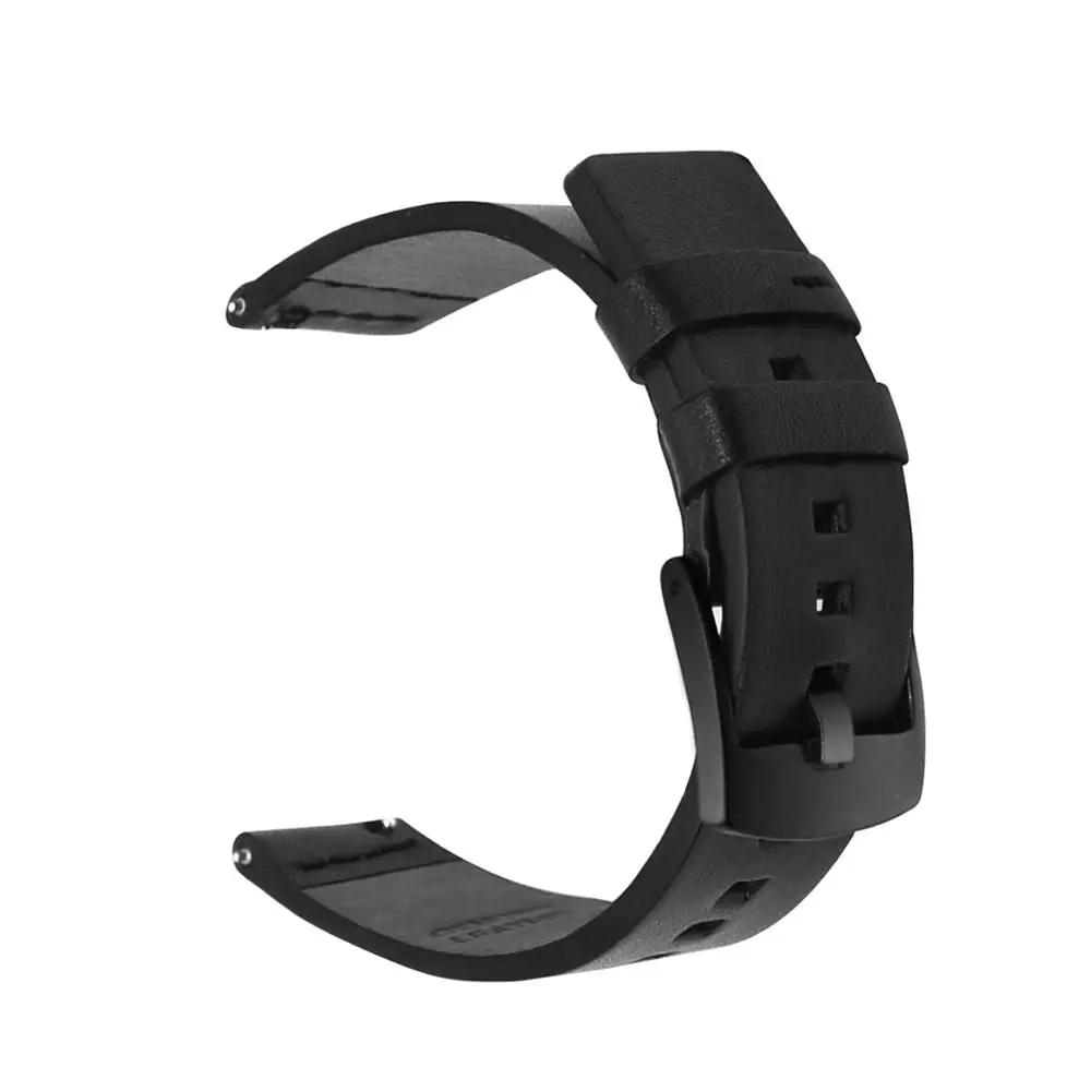 Настоящий классический кожаный ремешок для Xiaomi Huami Amazfit Bip 20 мм 22 мм для samsung Galaxy watch носимый браслет для наручных часов - Band Color: Black