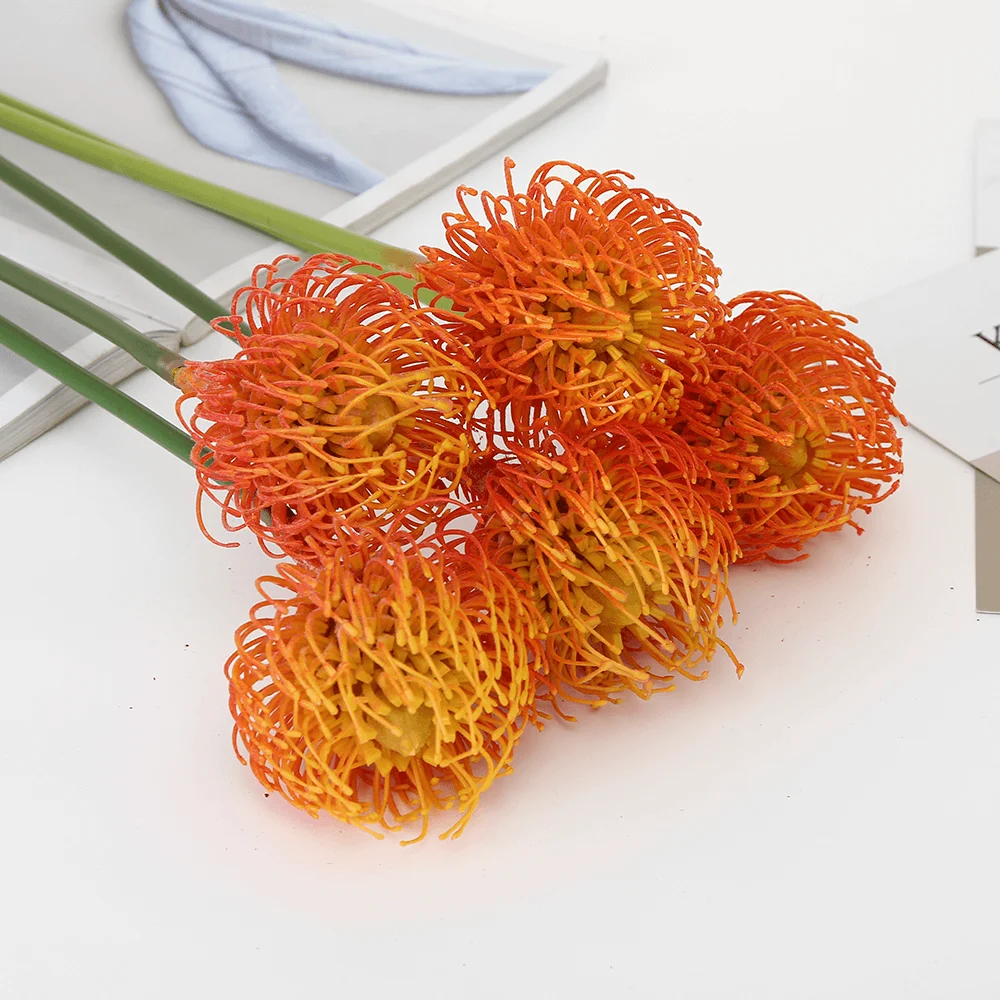Пластиковая открытая игла Protea Flower Spray с длинным стволом искусственные тропические Pincushion Faux Leucospermum в 4 цветах-2" высокий