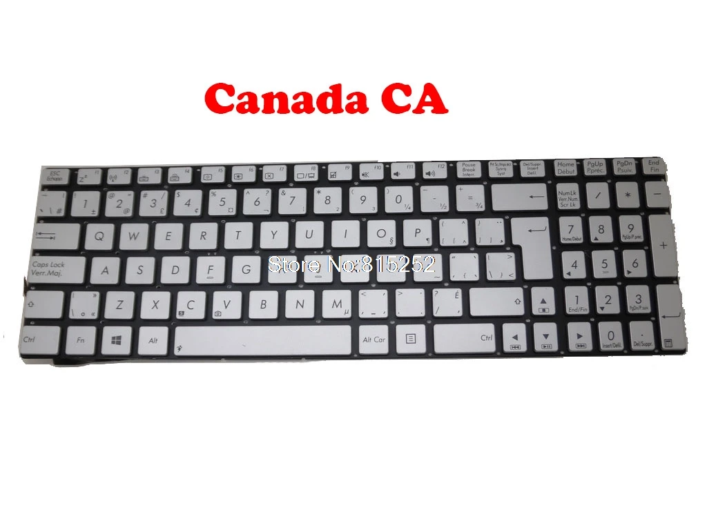 Клавиатура для ноутбука ASUS N550 N550JA N550JK N550JV N550JX N550LF Серебристая с подсветкой