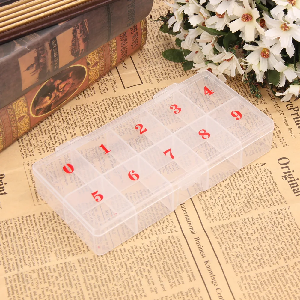 Пластиковый Органайзер с искусственными наконечниками 10 ячеек|empty storage case|nail box