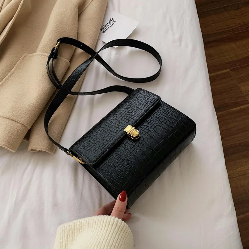 

Bags New Arrival Bag 2019 Autumn And Winter New Style Retro Fashion Crocodile Pattern Square Sling Bag Crossbody Bag Fashion