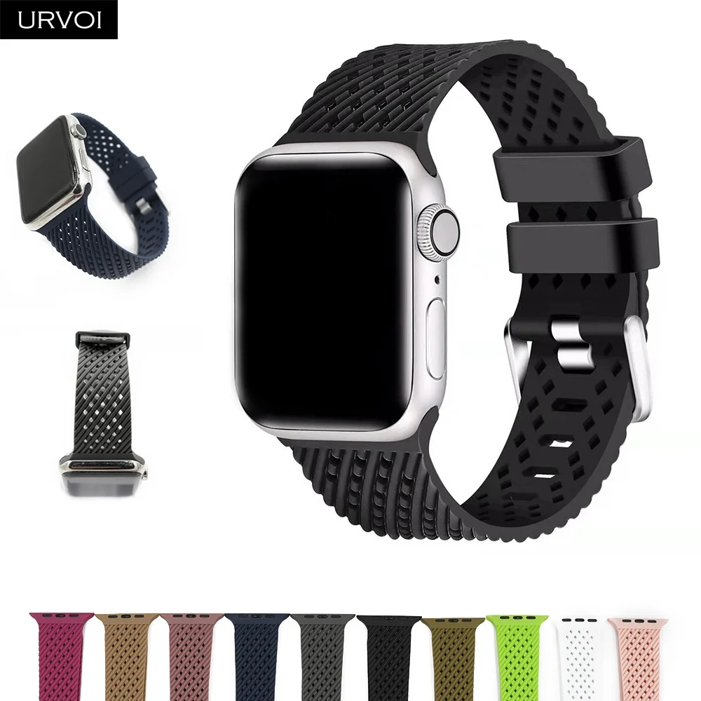 Ремешок спортивный URVOI для Apple Watch series 6 SE 5 4 3 2 1 мягкий ТПЭ браслет iWatch дышащий