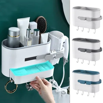 

Bathroom Shelves Hair Dryer Rack Wall Mounted Hair Dryer Hanger Bath Storage Rack Hair Dryer Shelf Organizer for Bathroom