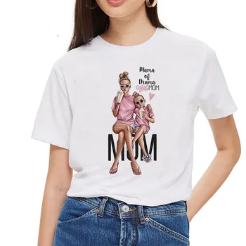 

Vogue Super Mama T Shirt Mom and Children Daughter Print Tshirt Femme Mom Life Graphic Tees Women White Summer Top T-shirt