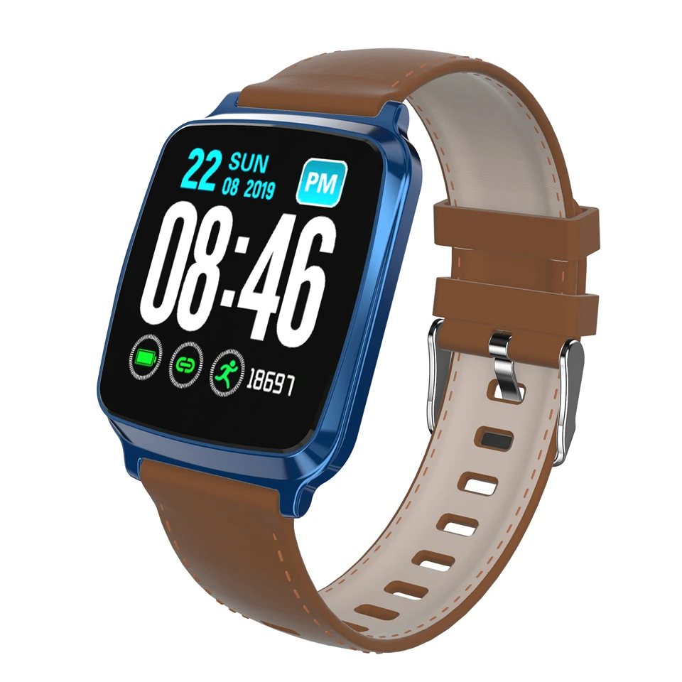 Smart wristband Full screen touch Heart Rate tracker blood pressure Monitor Smart Watch Fitness Bracelet Waterproof Sport band - Цвет: Blue
