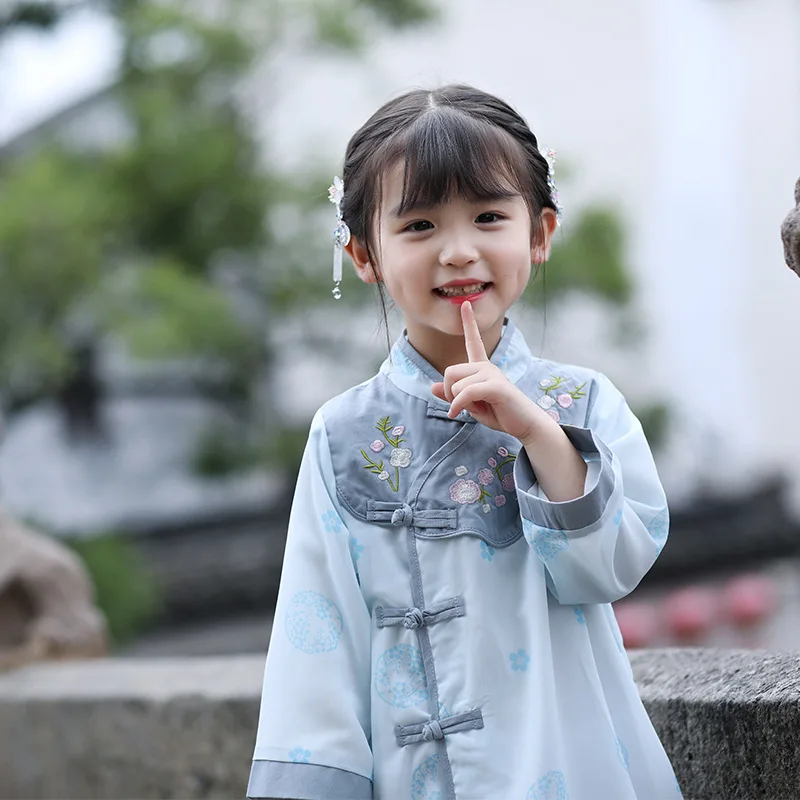 Детское Ципао платье Hanfu для девочек китайский традиционный костюм в стиле Тан юбка принцессы китайский стиль guzheng сценический костюм SL1212 - Цвет: As picture