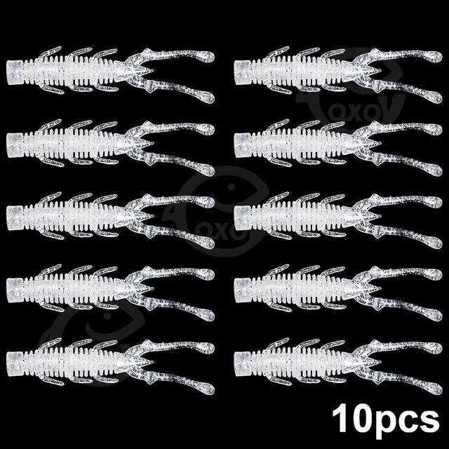 QXO 10pcs/lot Fishing Lure Soft Lure Silicone Bait TPE Sea Fishing Worm Spinnerbait Surface Lure Shrimp Lure  Accessories B 10pcs