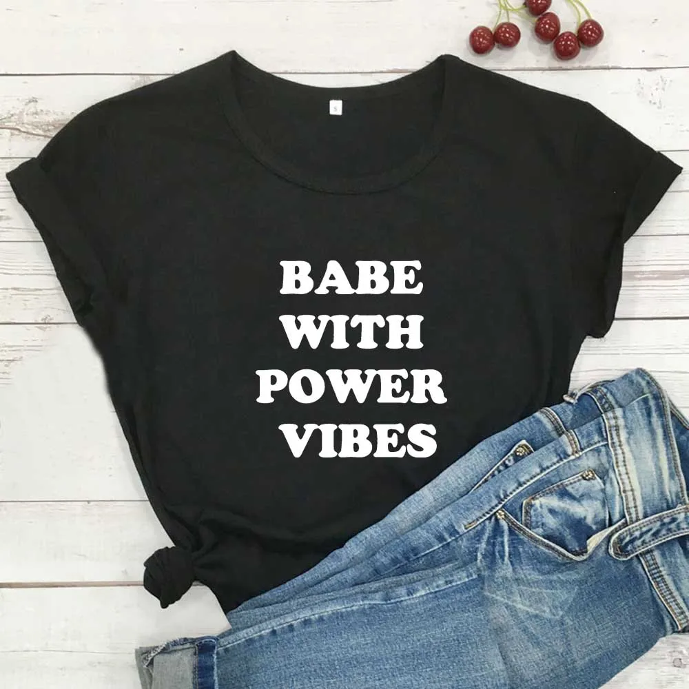 Забавная футболка Baba with Power Vibes женские топы белая хлопковая Женская Повседневная