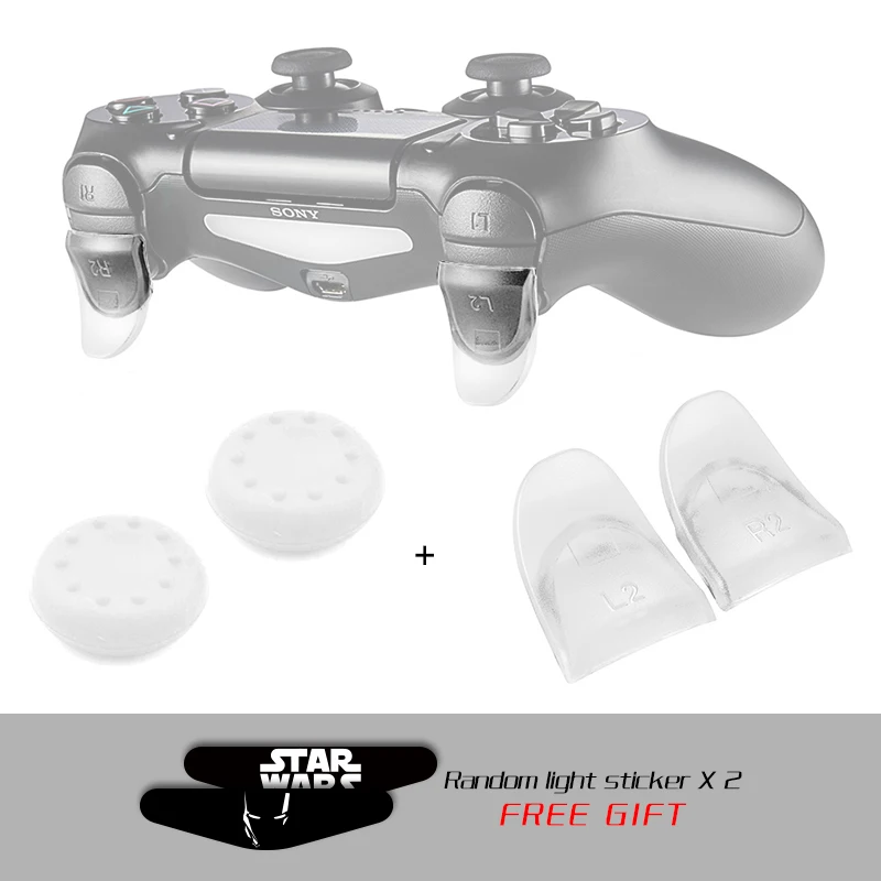 02 Transparent 1 шт. изогнутый L2 R2 триггер расширитель кнопки комплект для playstation 4 PS4 S/PS4 Slim/PS4 Pro игровой контроллер аксессуары - Цвет: 02 Transparent