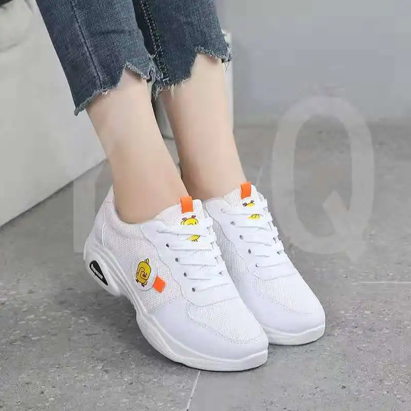 

White Shoes Women's Autumn 2019 New Style Versatile Korean-style Cloth Breathable Sports Small Yellow Duck Casual Korean-style T