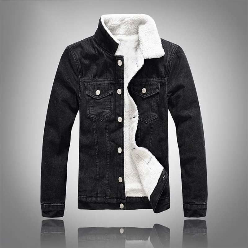 SHUJIN, флисовая джинсовая куртка, Мужская зимняя теплая куртка-бомбер, Мужская джинсовая куртка, пальто, верхняя одежда, мужская Ковбойская хлопковая однотонная уличная одежда
