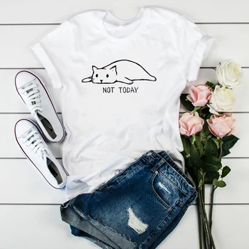 

Women Cat Not Today Lazy Cute Cartoon Print Clothes Ladies Womens T-Shirt Graphic Tops Clothes Female Tumblr T Shirt T-shirts