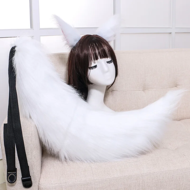 

Japan Anime Fox Tail and Ears Set Cosplay Prop Kamisama Kiss Hajimemashita Fox Ear Tail Plush Wolf Cat Ears Halloween Party Gift