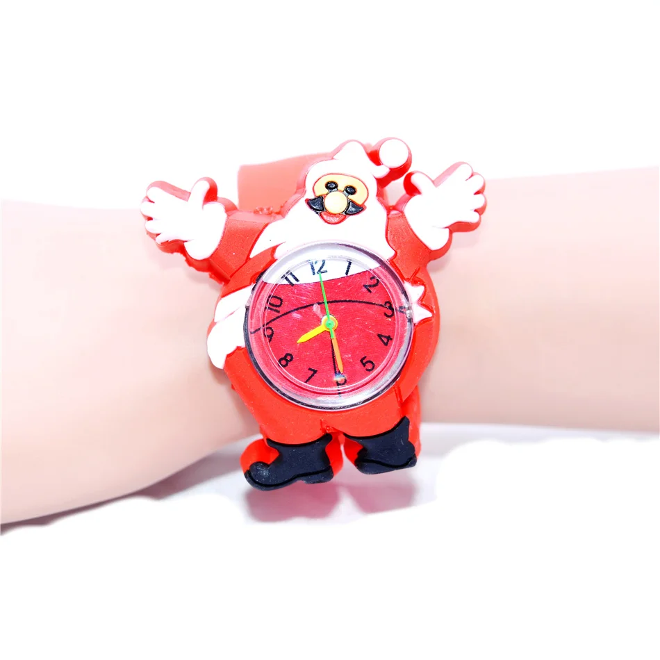 Милые детские часы с изображениями животных, детские игрушки, красные силиконовые часы для детей, игрушки, часы с ремнем - Цвет: Santa Claus Watches