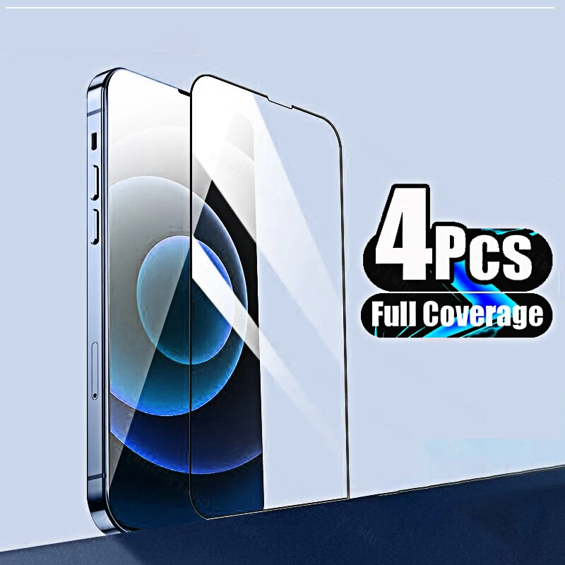

4 шт., защитное закаленное стекло для IPhone 13 Pro Max 11 12 X XS MAX XR