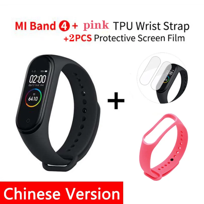 B4 CN n film N fp s Новинка, Xiaomi mi-браслет 4 Smart mi Band 4, браслет, пульсометр, фитнес, 135 мА/ч, цветной экран, Bluetooth 5,0 - Цвет: B4 CN n film N fp s