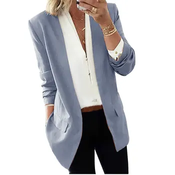 

Hot Sale 2019 Women Elegant Business Tailored Collar Slim Fit Solid Color Long Sleeve Blazers IE998