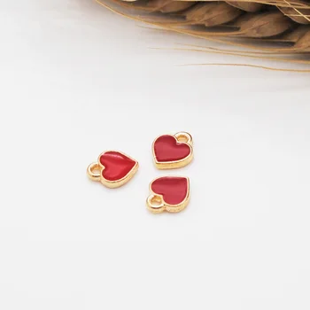 

10pcs/lot Black White Pink Red Enamel Charms Heart Charms Pendant for DIY Jewelry Making Heart Charm Bulk Sale 7*8mm