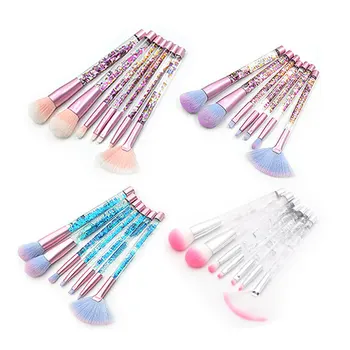 

7PCS Clear Crystal Makeup Brush With Storage Bag Professional Liquid Foundation Blush EyeShadow Lip Makeup Makeup Brush Set Tool