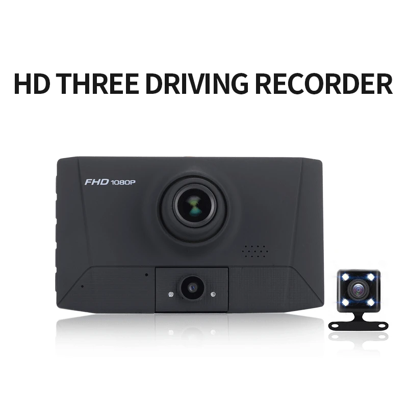 Hcool 4 дюймовый DVR автомобиля тире Камера Para автоматического привода Регистраторы тремя объективами Видеорегистраторы для автомобилей автомобиля Камера Full HD 1920x1080 петля Запись Dashcam