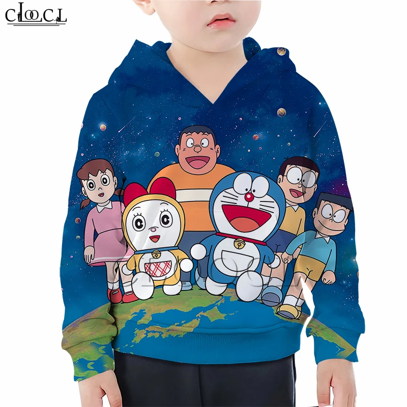 Hoodies 14 Детская одежда для маленьких девочек; толстовка с капюшоном и 3D-принтом дораэмона; Повседневная Толстовка для дочки; Модные топы для маленьких мальчиков с изображением Динь-Динь - Цвет: Hoodies 14
