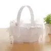 Creative Flower Basket Eye-catching Elegant Appearance Fabric Lace Diamonds Wedding Flower Girl Handheld Basket for Party 4