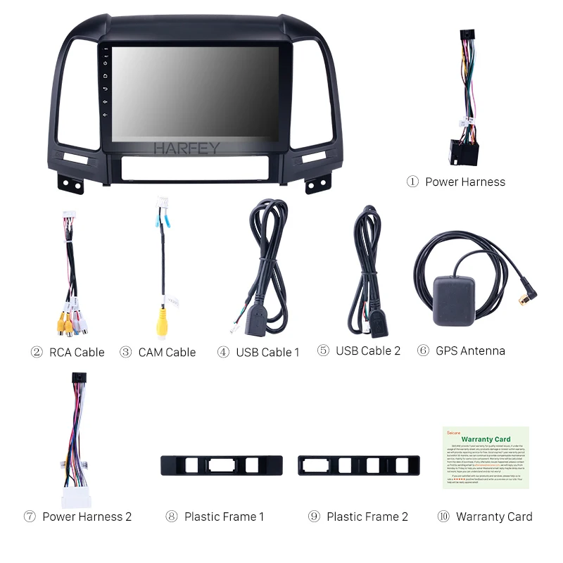 Sale Harfey 2Din Android 8.1 HD 9" Car GPS Navi Autoradio Media Player 1+16GB For HYUNDAI SANTA FE 2005 2006 2007 2008-2012 Head Unit 1